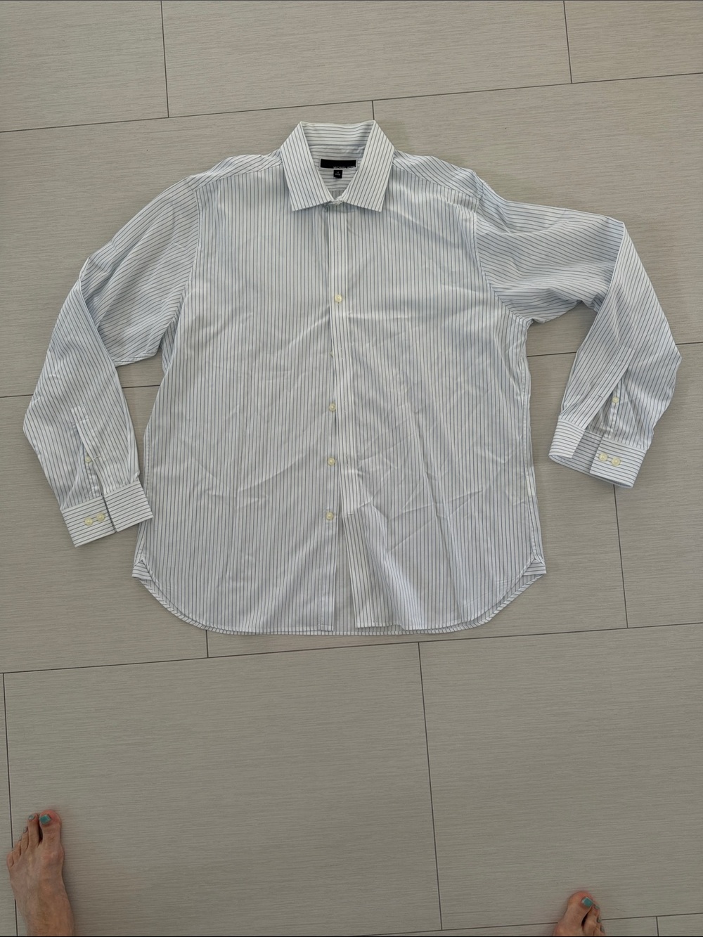 Michael Kors Light Blue & White Striped Dress Shirt